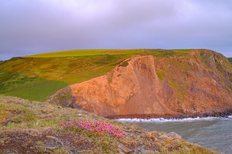 The Coast Path in the last of the sunlight, heading South from Duckpool